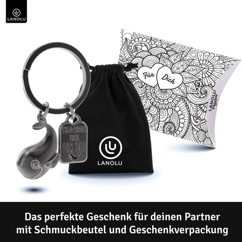 LANOLU Schlüsselanhänger Wal "Alwhales" - Vintage Silber