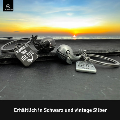 LANOLU Schlüsselanhänger Wal "Alwhales" - Vintage Silber