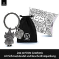 LANOLU Schlüsselanhänger Eule "Kuschelkautz" - Vintage Silber