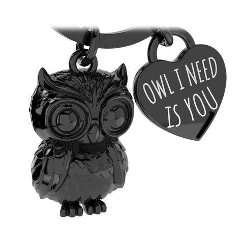 LANOLU Schlüsselanhänger Eule "Kuschelkautz" - Schwarz
