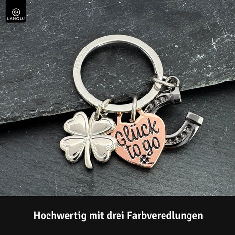LANOLU Schlüsselanhänger Glücksbringer "Glück To Go"