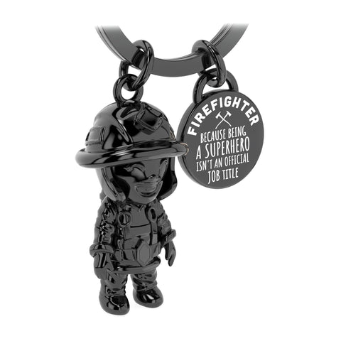 LANOLU Schlüsselanhänger Feuerwehrmann "Superhero" - Schwarz