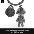 LANOLU Schlüsselanhänger Feuerwehrmann "Superhero" - Vintage Silber