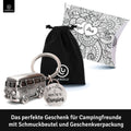 LANOLU Schlüsselanhänger Camping Anhänger "Camping Glück" - Vintage Silber