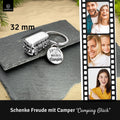 LANOLU Schlüsselanhänger Camping Anhänger "Camping Glück" - Vintage Silber