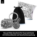 LANOLU Schlüsselanhänger Feuerwehrauto Vintage silber