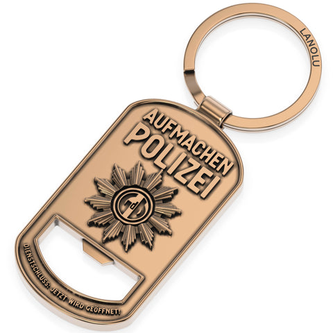 LANOLU Schlüsselanhänger "Polizei aufmachen" - Polizeimarke lustig