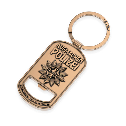 LANOLU Schlüsselanhänger "Polizei aufmachen" - Polizeimarke lustig
