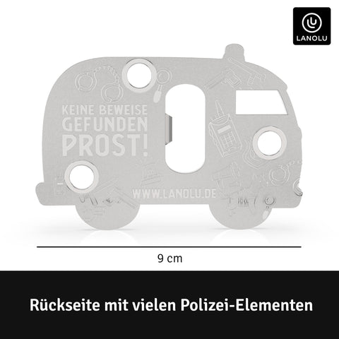 LANOLU Magnet Flaschenöffner POLIZEI-Auto "Aufmachen", grün