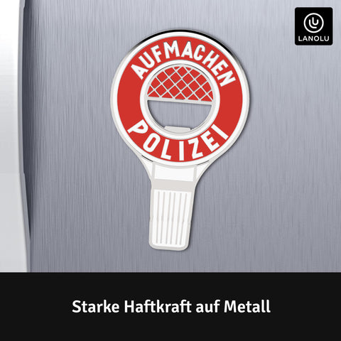 LANOLU Magnet Flaschenöffner POLIZEI-Kelle "Aufmachen"