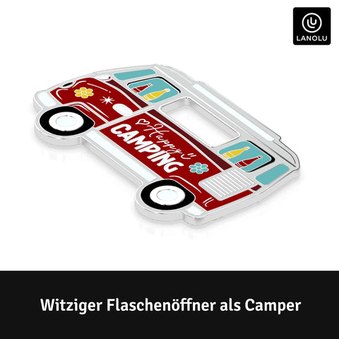 LANOLU Magnet Flaschenöffner Campingbus "Happy Camping"