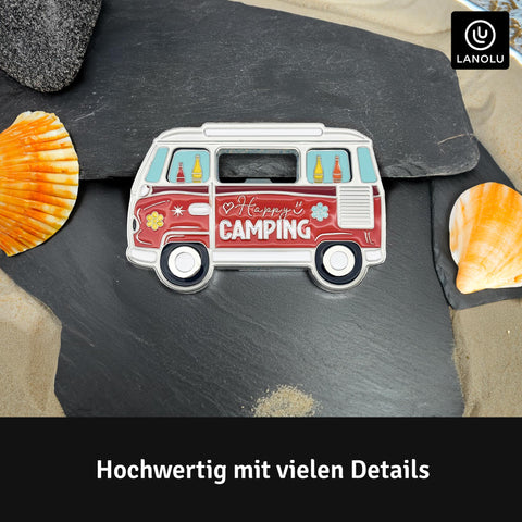 LANOLU Magnet Flaschenöffner Campingbus "Happy Camping"