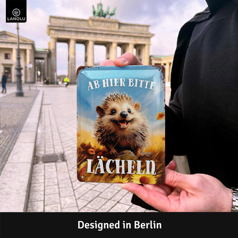Blechschild Ab hier bitte lächeln