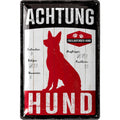 Blechschild Achtung Hund rot