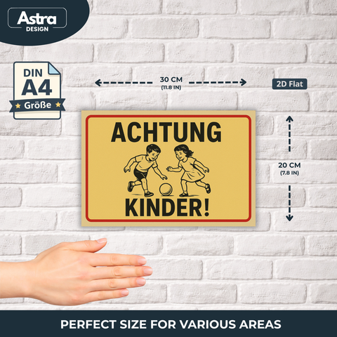 Blechschild 20x30cm - Achtung Kinder Gelb