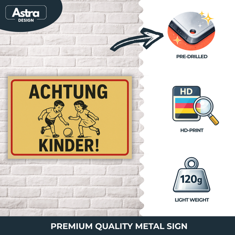 Blechschild 20x30cm - Achtung Kinder Gelb