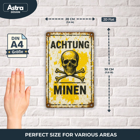 Achtung Minen Blechschild - 20x30cm
