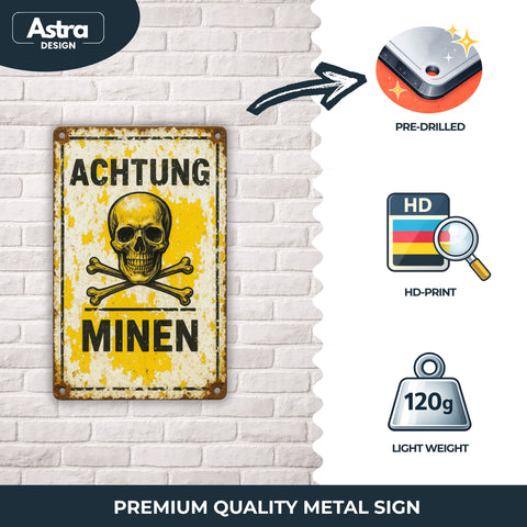 Achtung Minen Blechschild - 20x30cm