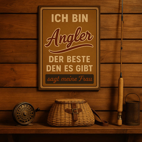 Angler Blechschild Spruch Braun - 20x30cm
