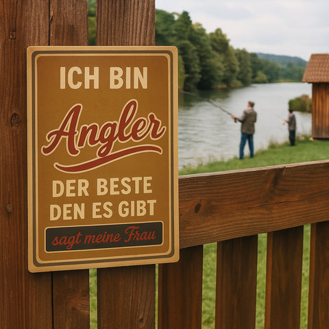 Angler Blechschild Spruch Braun - 20x30cm