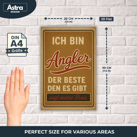 Angler Blechschild Spruch Braun - 20x30cm
