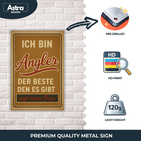 Angler Blechschild Spruch Braun - 20x30cm