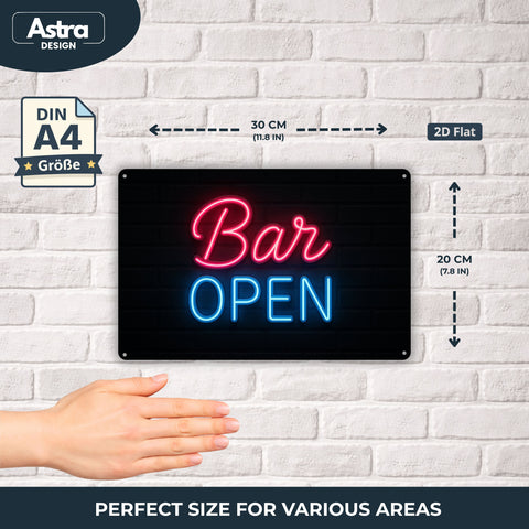 Bar Open Blechschild - 20x30cm