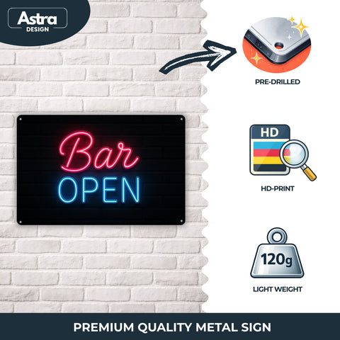 Bar Open Blechschild - 20x30cm