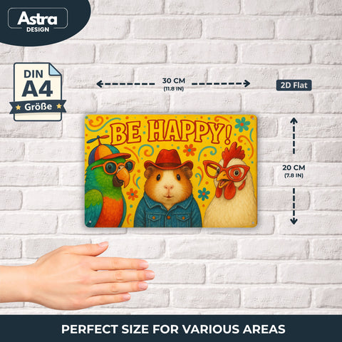 Be Happy Huhn Blechschild - 20x30cm