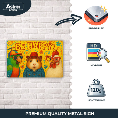 Be Happy Huhn Blechschild - 20x30cm