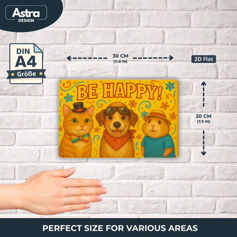 Be Happy Hund Blechschild - 20x30cm