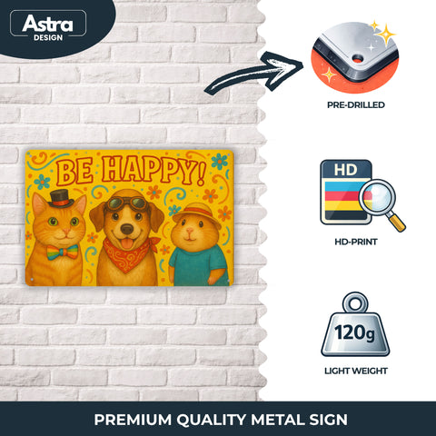 Be Happy Hund Blechschild - 20x30cm