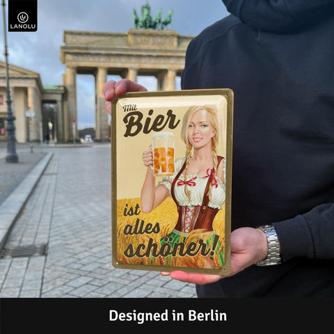 Blechschild Alles schöner mit Bier