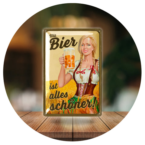 Blechschild Alles schöner mit Bier