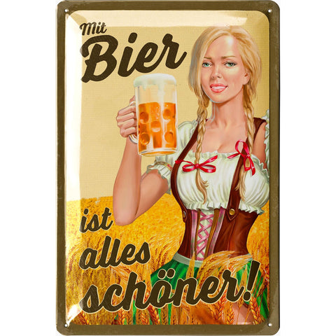 Blechschild Alles schöner mit Bier