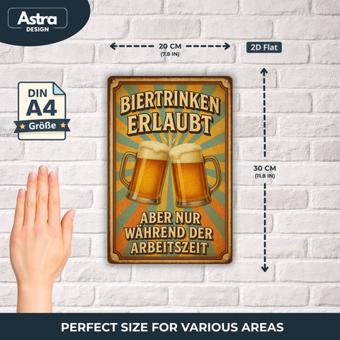 Biertrinken erlaubt Blechschild - 20x30cm