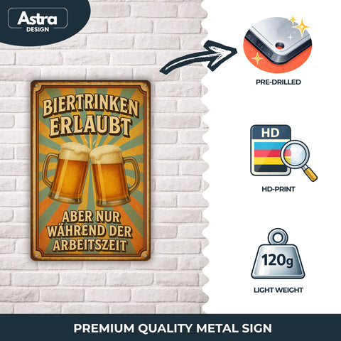 Biertrinken erlaubt Blechschild - 20x30cm
