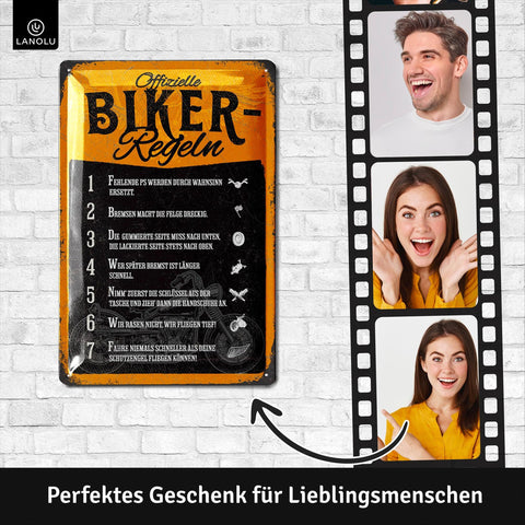 Blechschild Offizielle Biker Regeln