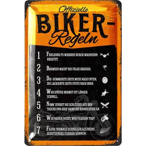 Blechschild Offizielle Biker Regeln