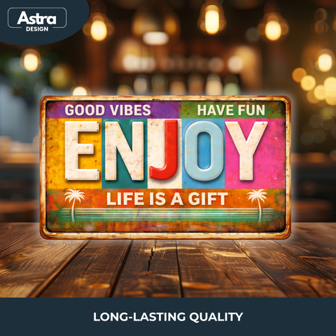 Blechschild 15x30cm – Enjoy Life Is A Gift Retro Spruchschild