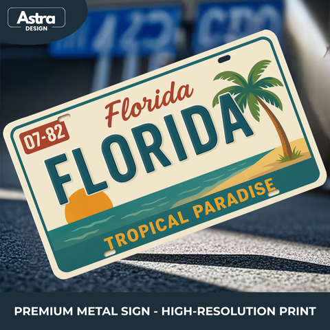 Blechschild 15x30cm – Florida Tropical Paradise Retro Strand