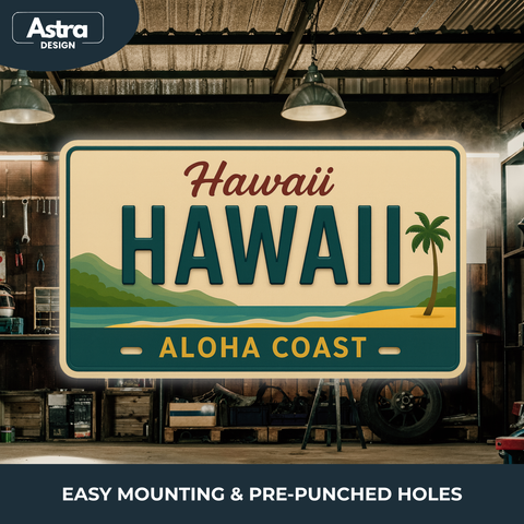 Blechschild 15x30cm – Hawaii Aloha Coast Retro Strand