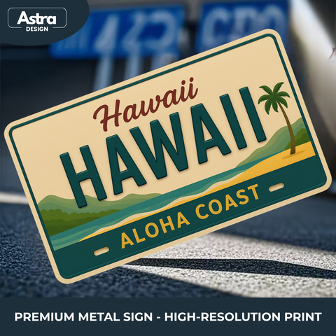 Blechschild 15x30cm – Hawaii Aloha Coast Retro Strand
