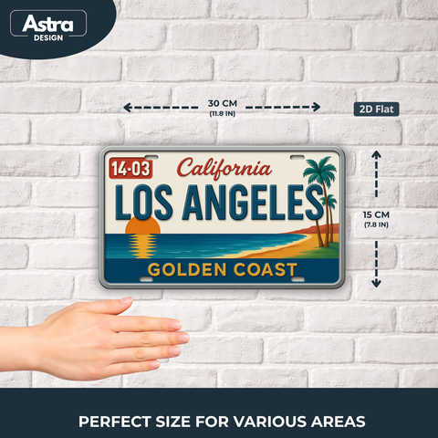 Blechschild 15x30cm – Los Angeles Golden Coast Retro California