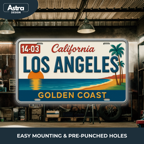 Blechschild 15x30cm – Los Angeles Golden Coast Retro California
