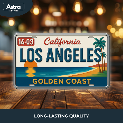 Blechschild 15x30cm – Los Angeles Golden Coast Retro California