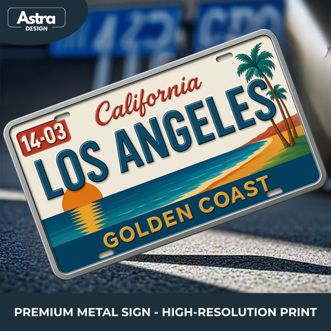 Blechschild 15x30cm – Los Angeles Golden Coast Retro California