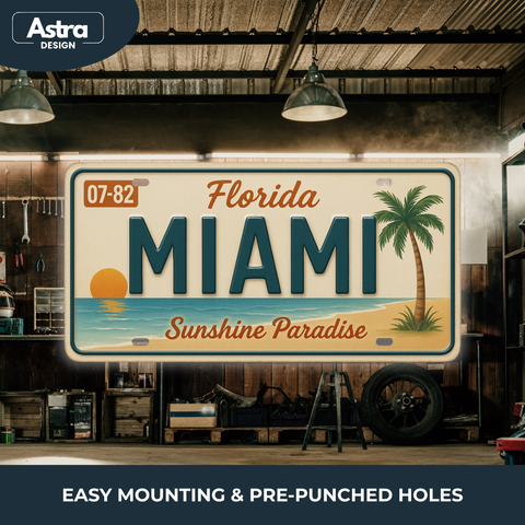 Blechschild 15x30cm – Miami Sunshine Paradise Retro Florida