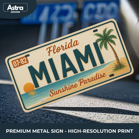 Blechschild 15x30cm – Miami Sunshine Paradise Retro Florida