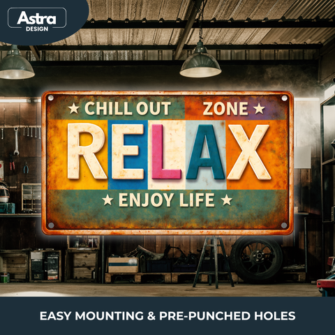 Blechschild 15x30cm – Relax Enjoy Life Chill Out Zone Retro Schild